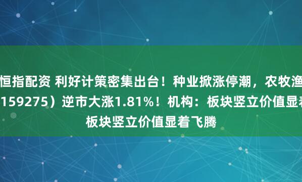 恒指配资 利好计策密集出台！种业掀涨停潮，农牧渔ETF（159275）逆市大涨1.81%！机构：板块竖立价值显着飞腾
