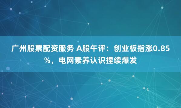 广州股票配资服务 A股午评：创业板指涨0.85%，电网素养认识捏续爆发