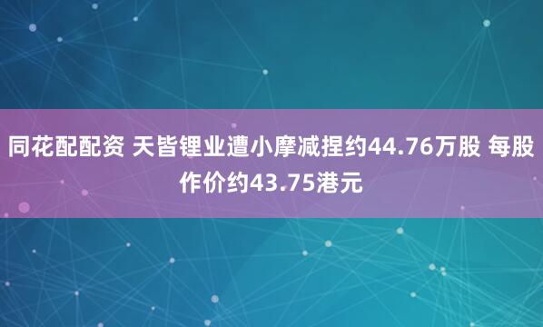 同花配配资 天皆锂业遭小摩减捏约44.76万股 每股作价约43.75港元