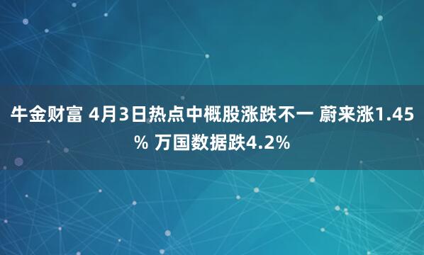 牛金财富 4月3日热点中概股涨跌不一 蔚来涨1.45% 万国数据跌4.2%